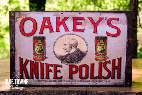 Oakey's Knife Polish Vintage Tin Sign 10 x 16 Oakey's Knife Polish Vintage Tin Sign 10 x 16