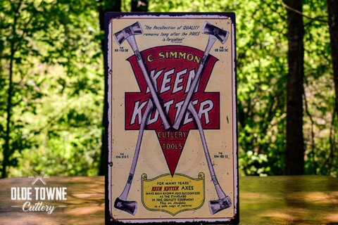 Keen Kutter Axes Vintage Tin Sign Keen Kutter Axes Vintage Tin Sign