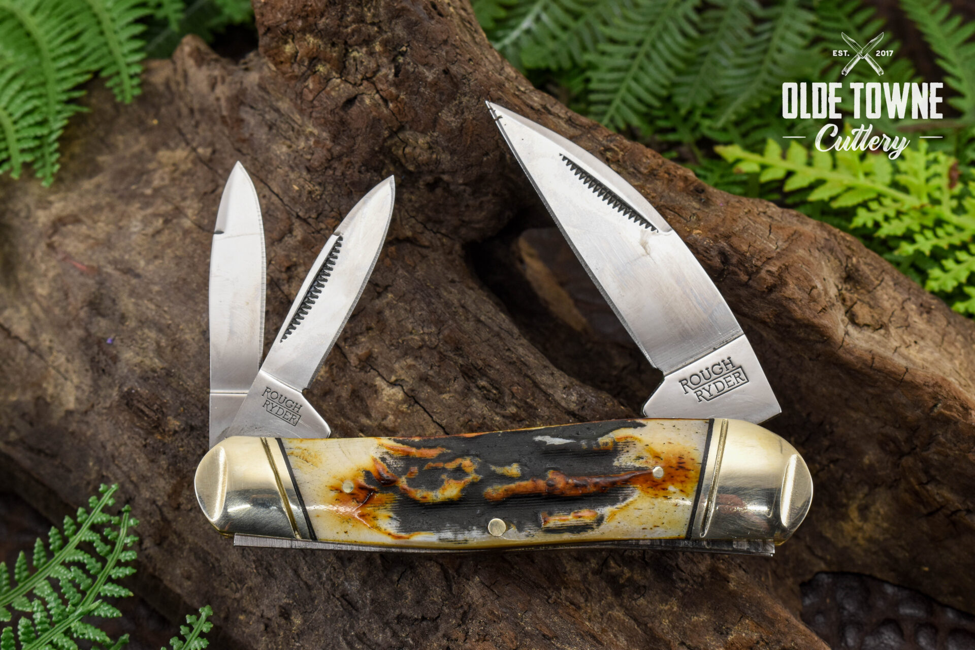 Rough Rider RR2423 Swayback Cinnamon Stag - Knives for Sale