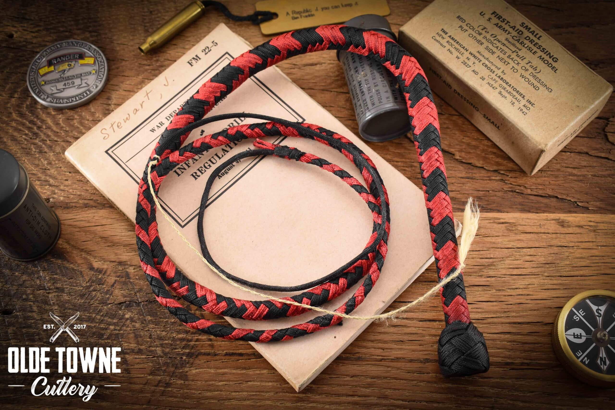 Alfa Knife Custom Whip in red and black paracord for sale near me