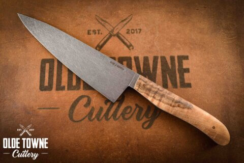 Due South Knives 8" Chef Curly Maple #948