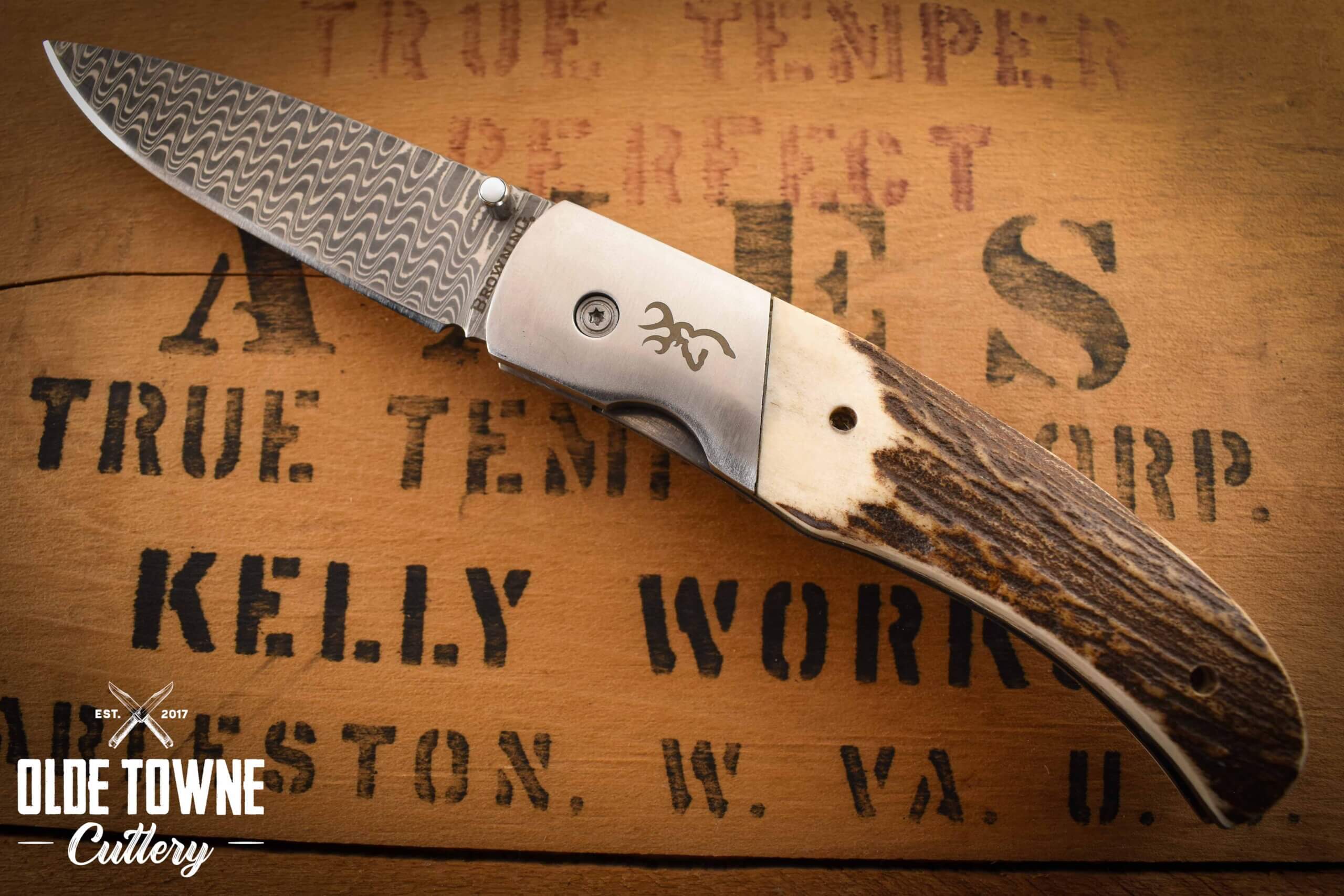 Browning BR0370 Linerlock Damascus Stag