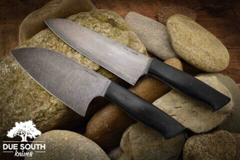Due South Knives 2pc Set Black Burlap #1041