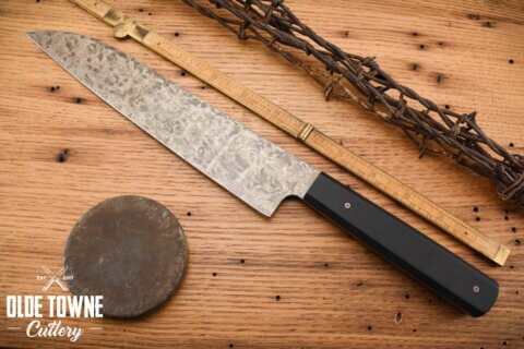 Alfa Knife Santoku Black Richlite Micarta #308 Alfa Knife Santoku Black Richlite Micarta #308