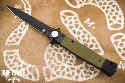 CobraTec Stiletto OD Green G10 Button Lock CobraTec Stiletto OD Green G10 Button Lock