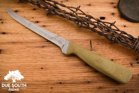 Due South Knives 7" Fillet Olive Micarta #1762