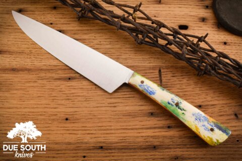 Due South Knives 6" Chef Tie Dye Camel Bone #1765