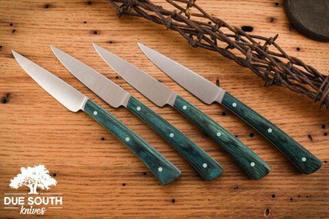 Due South Knives 4pc Steak Set Liberty Wood #1769