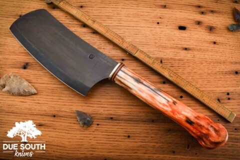 Due South Knives 6" Cleaver Zebra Bone #1733