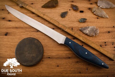 Due South Knives 8" Fillet Indigo Liberty Wood #1737