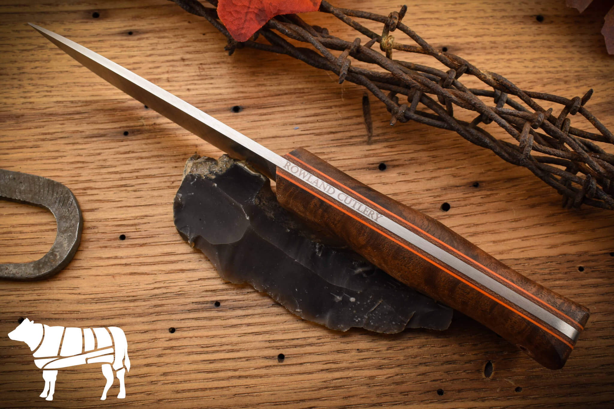 Rowland Cutlery Kitfox Curly Black Walnut #666 Rowland Cutlery Kitfox Curly Black Walnut #666