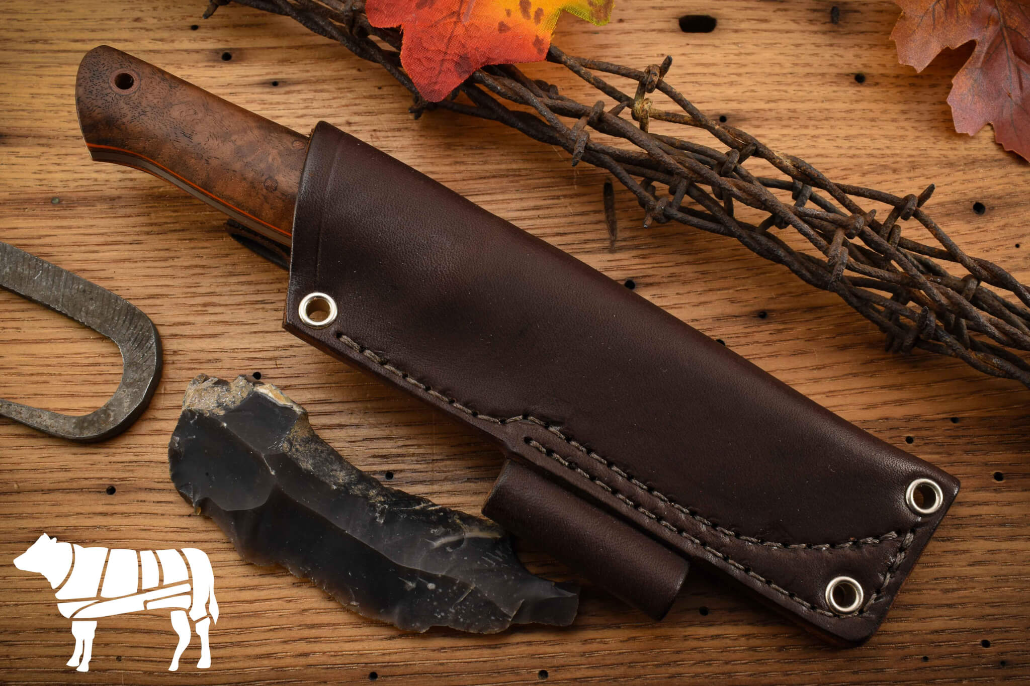 Rowland Cutlery Kitfox Curly Black Walnut #666 Rowland Cutlery Kitfox Curly Black Walnut #666